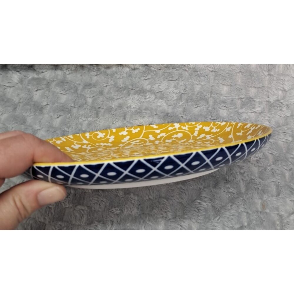 Set 4 Selamica Porcelain Salad Plates 8" Colorful Geometric Ceramic Dinnerware - Picture 12 of 15